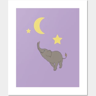 Moon Elephant Posters and Art